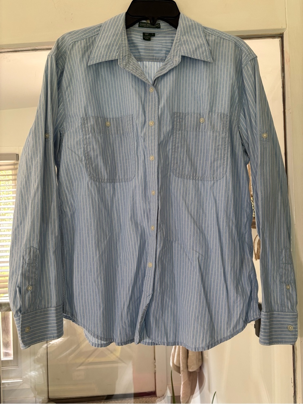 Ralph Lauren Light Blue & White Pinstripe Casual Button-Down Shirt